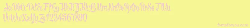 LovelymadnessDemoversion-Schriftart – Rosa Schriften auf gelbem Hintergrund