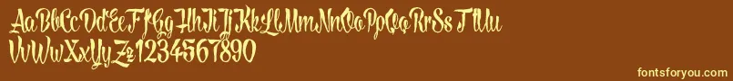 LovelymadnessDemoversion Font – Yellow Fonts on Brown Background