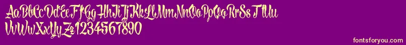LovelymadnessDemoversion Font – Yellow Fonts on Purple Background