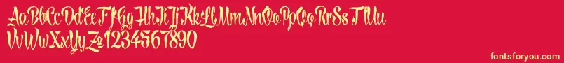 LovelymadnessDemoversion Font – Yellow Fonts on Red Background