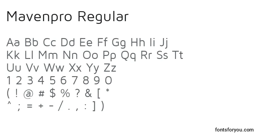 Czcionka Mavenpro Regular – alfabet, cyfry, specjalne znaki