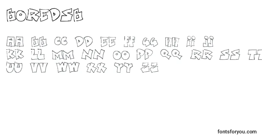 Czcionka Boredsb – alfabet, cyfry, specjalne znaki