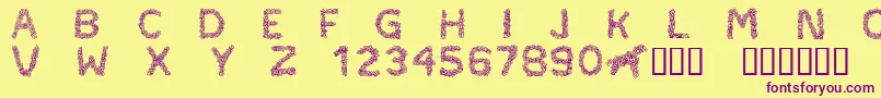 CftypocraftRegular-fontti – violetit fontit keltaisella taustalla