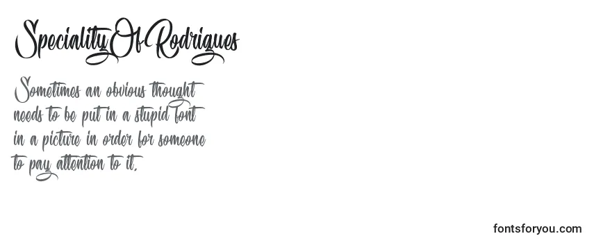 SpecialityOfRodrigues Font