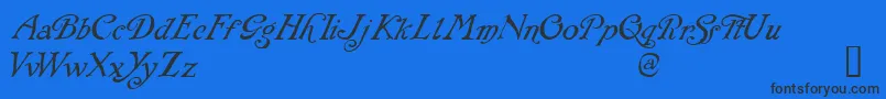 Fonte RackhamItalic – fontes pretas em um fundo azul