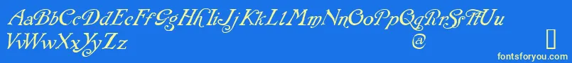 RackhamItalic-Schriftart – Gelbe Schriften auf blauem Hintergrund