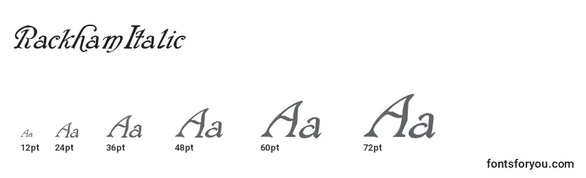 Размеры шрифта RackhamItalic