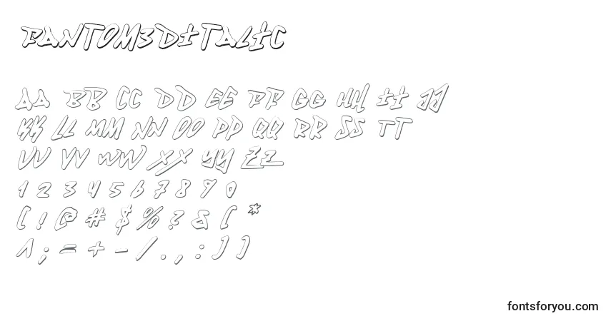 Schriftart Fantom3DItalic – Alphabet, Zahlen, spezielle Symbole