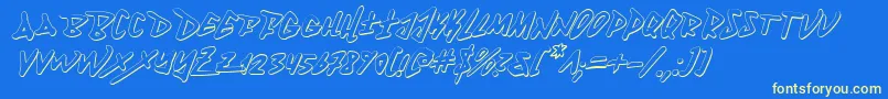 Fantom3DItalic-Schriftart – Gelbe Schriften auf blauem Hintergrund