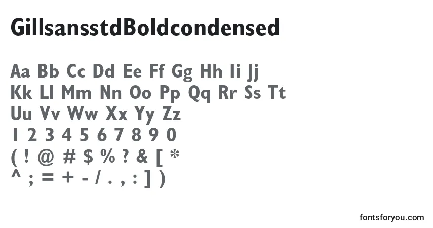 Czcionka GillsansstdBoldcondensed – alfabet, cyfry, specjalne znaki
