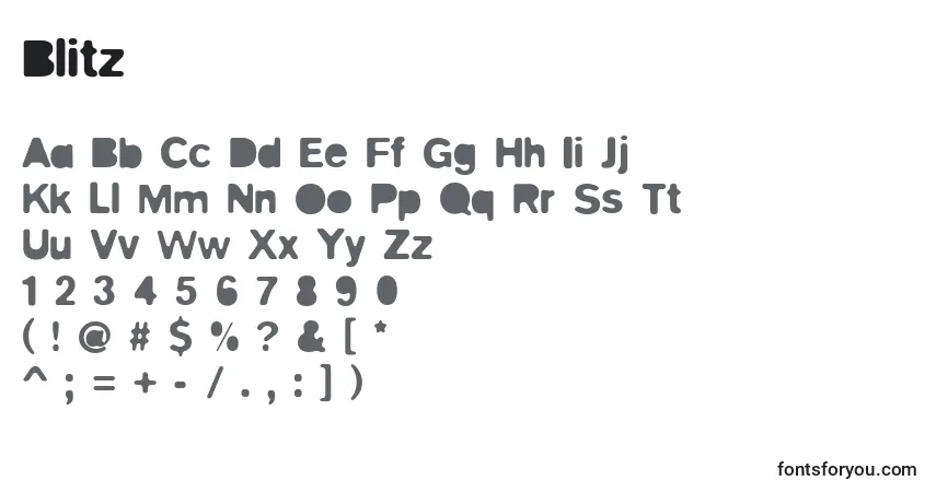 Czcionka Blitz – alfabet, cyfry, specjalne znaki