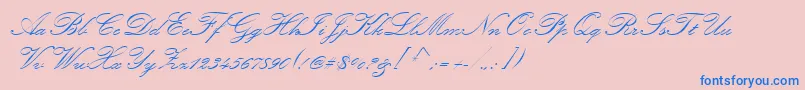 KunstlerScript-Schriftart – Blaue Schriften auf rosa Hintergrund