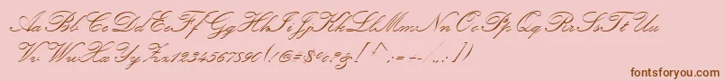 Fonte KunstlerScript – fontes marrons em um fundo rosa