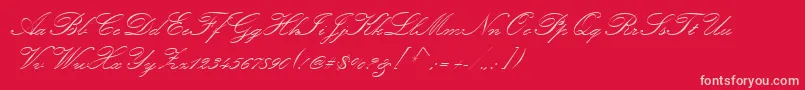 KunstlerScript Font – Pink Fonts on Red Background