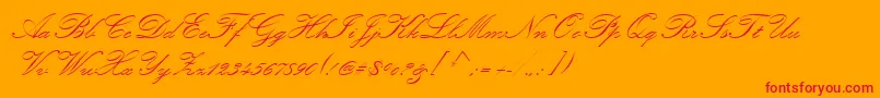 KunstlerScript Font – Red Fonts on Orange Background