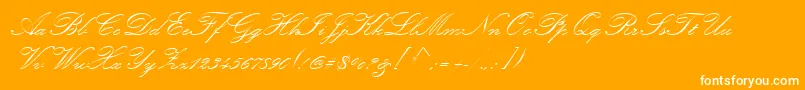 KunstlerScript-Schriftart – Weiße Schriften auf orangefarbenem Hintergrund