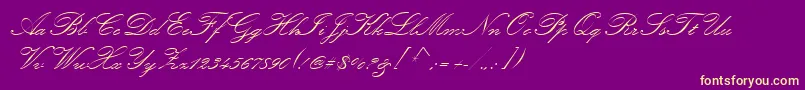 Fonte KunstlerScript – fontes amarelas em um fundo roxo