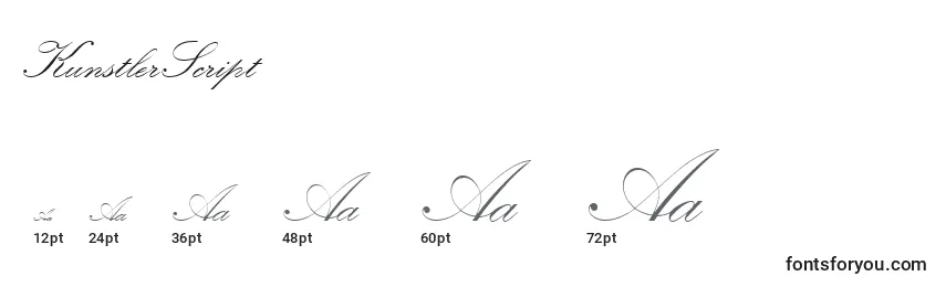 KunstlerScript Font Sizes