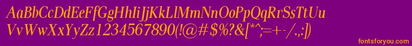 PaxCondItalic Font – Orange Fonts on Purple Background