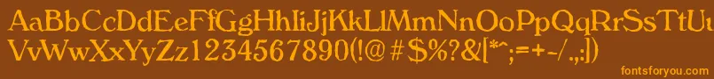 フォントVeronaantiqueRegular – オレンジ色の文字が茶色の背景にあります。