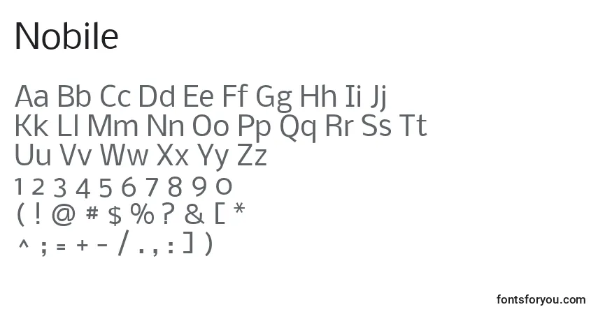 Шрифт Nobile – алфавит, цифры, специальные символы