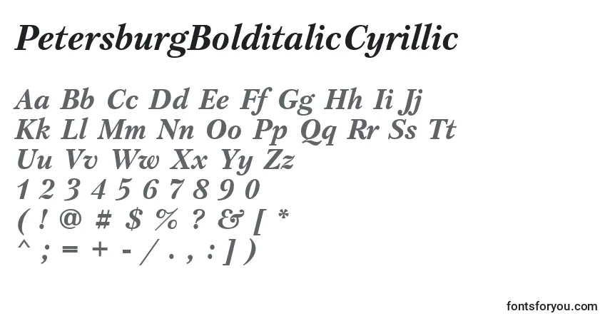 Шрифт PetersburgBolditalicCyrillic – алфавит, цифры, специальные символы