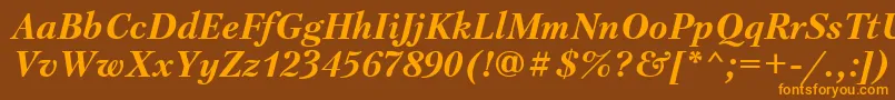 フォントPetersburgBolditalicCyrillic – オレンジ色の文字が茶色の背景にあります。