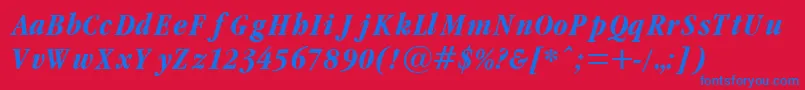 GaramondCondBoldItalic Font – Blue Fonts on Red Background