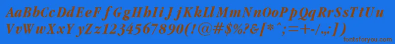 GaramondCondBoldItalic Font – Brown Fonts on Blue Background