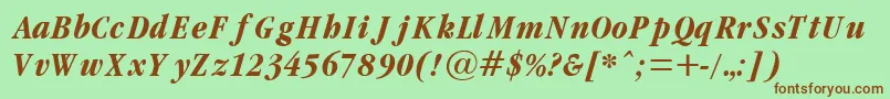 GaramondCondBoldItalic Font – Brown Fonts on Green Background