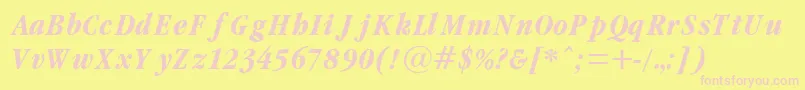 GaramondCondBoldItalic-fontti – vaaleanpunaiset fontit keltaisella taustalla