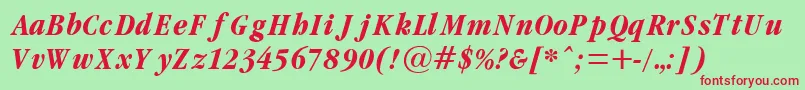 GaramondCondBoldItalic Font – Red Fonts on Green Background