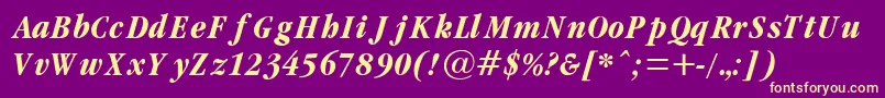 GaramondCondBoldItalic-Schriftart – Gelbe Schriften auf violettem Hintergrund
