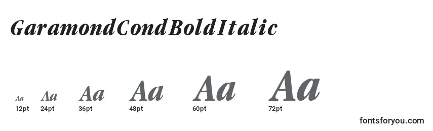 GaramondCondBoldItalic Font Sizes