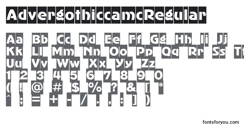 A fonte AdvergothiccamcRegular – alfabeto, números, caracteres especiais