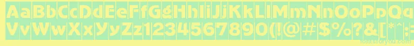 フォントAdvergothiccamcRegular – 黄色い背景に緑の文字