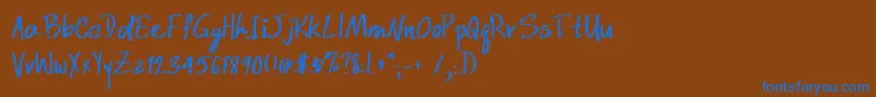 DcwriBold-Schriftart – Blaue Schriften auf braunem Hintergrund