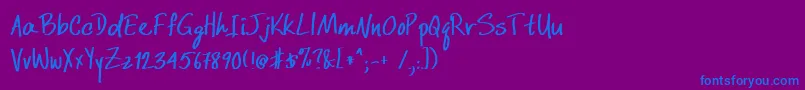 DcwriBold Font – Blue Fonts on Purple Background