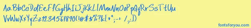 DcwriBold Font – Blue Fonts on Yellow Background