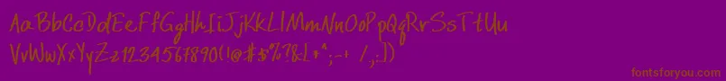 DcwriBold Font – Brown Fonts on Purple Background