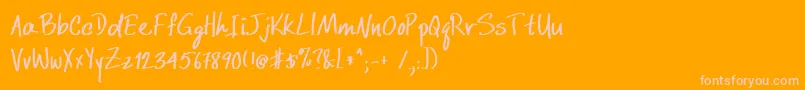 DcwriBold-fontti – vaaleanpunaiset fontit oranssilla taustalla