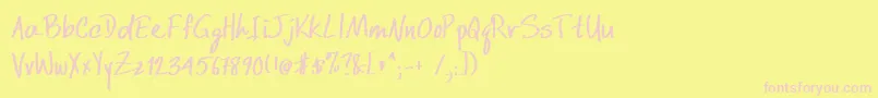 DcwriBold Font – Pink Fonts on Yellow Background