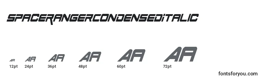 Размеры шрифта SpaceRangerCondensedItalic