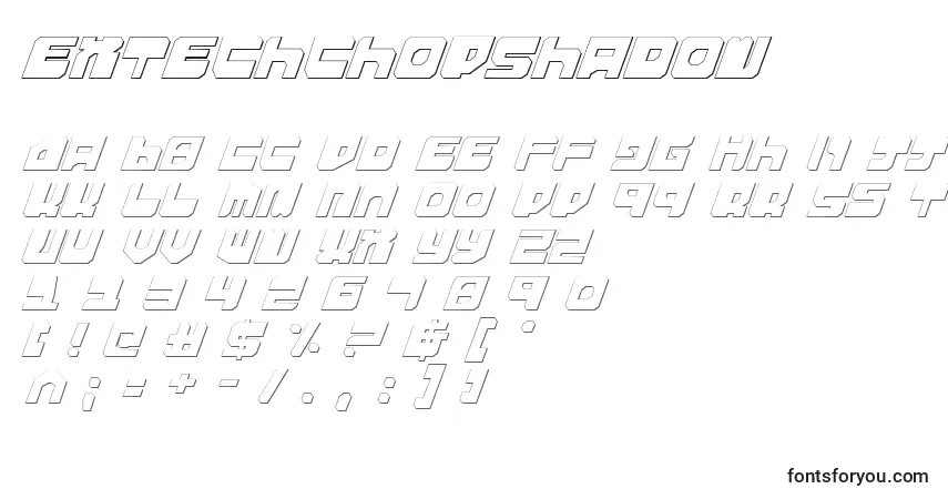 Czcionka ExtechchopShadow – alfabet, cyfry, specjalne znaki