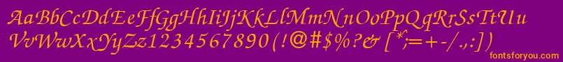 ZabriskiescriptBolditalic Font – Orange Fonts on Purple Background