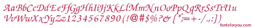 フォントZabriskiescriptBolditalic – 白い背景に赤い文字