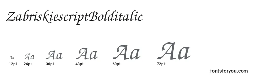 Größen der Schriftart ZabriskiescriptBolditalic