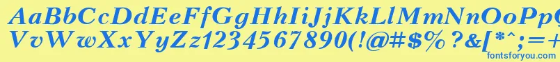 KudrashovBoldItalic.001.001 Font – Blue Fonts on Yellow Background