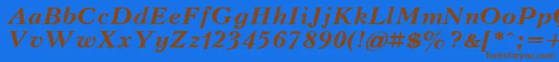 Шрифт KudrashovBoldItalic.001.001 – коричневые шрифты на синем фоне