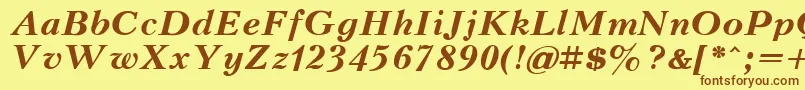 KudrashovBoldItalic.001.001 Font – Brown Fonts on Yellow Background